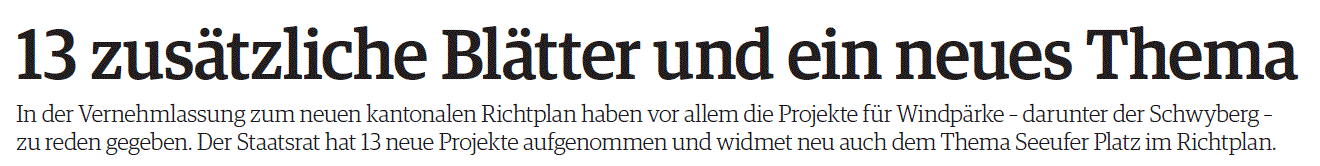 13 Zusätzliche Blätter im Kantonalen Richtplan