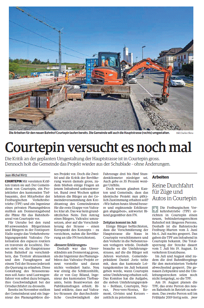 Courtepin Umfahrung geplant