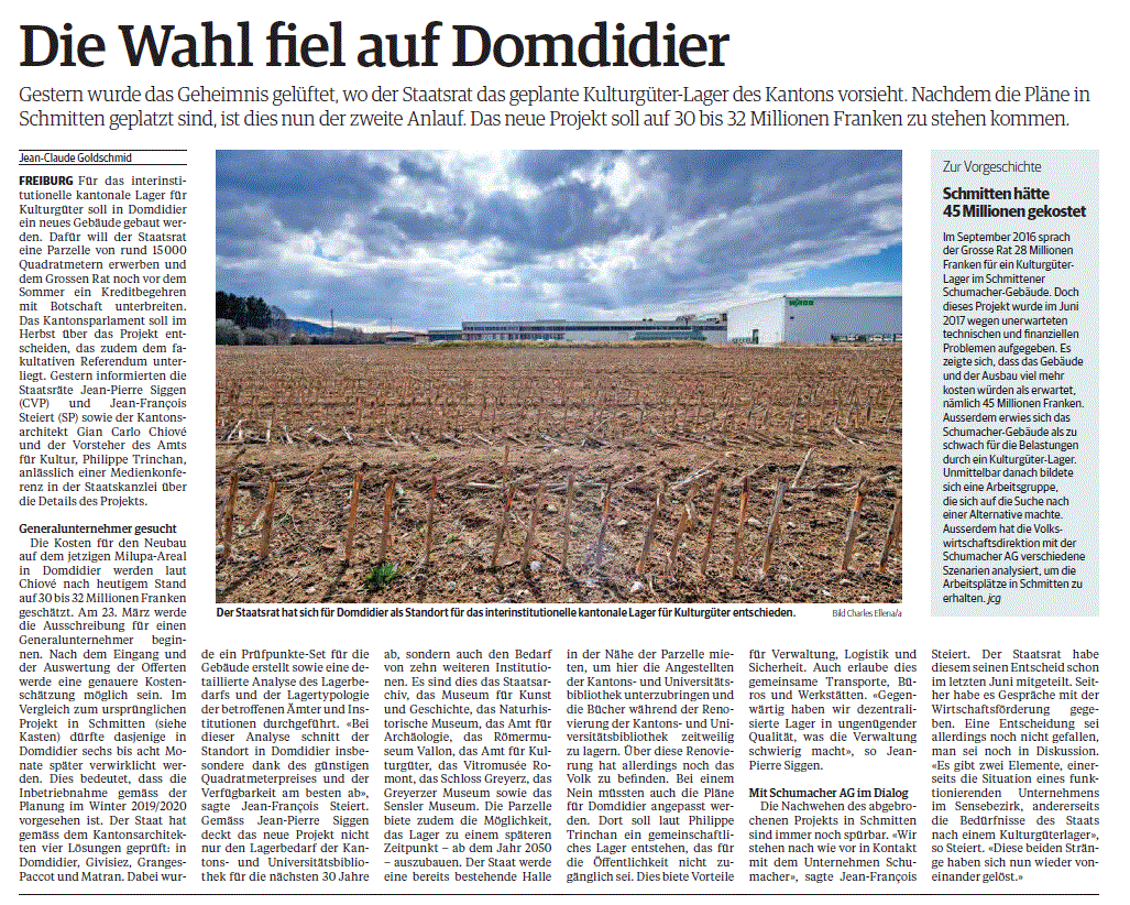 Domdidier für Kulturgüterlager 2