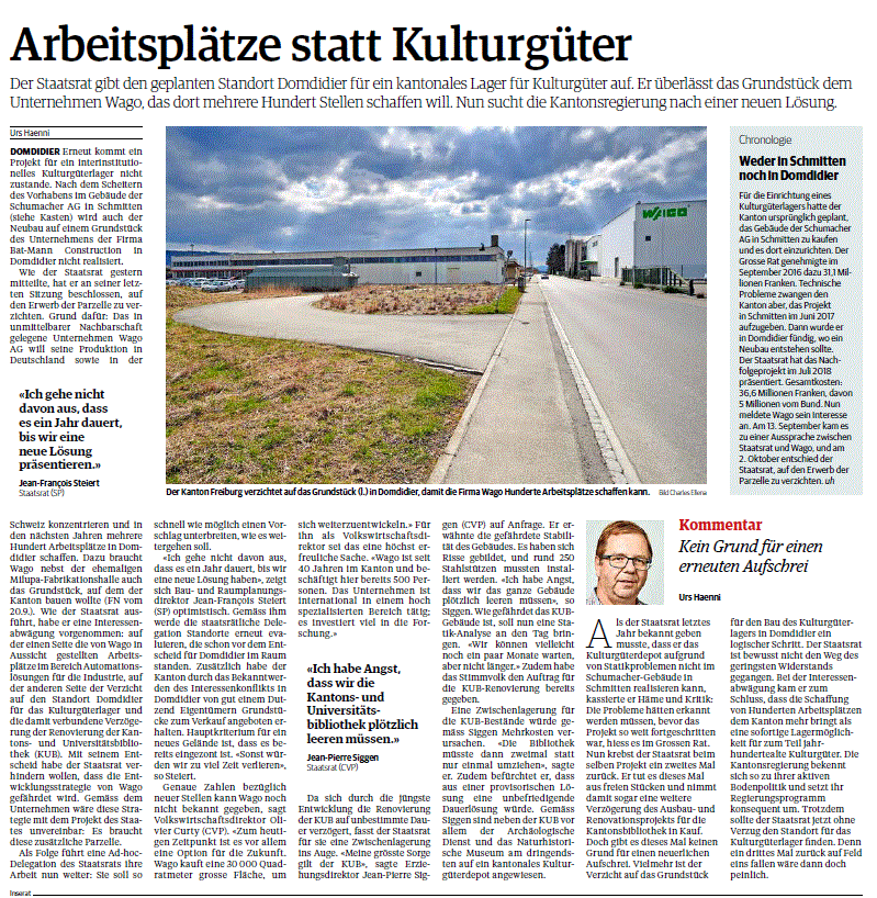 Domdidier für Kulturgüterlager Wago Contact 1