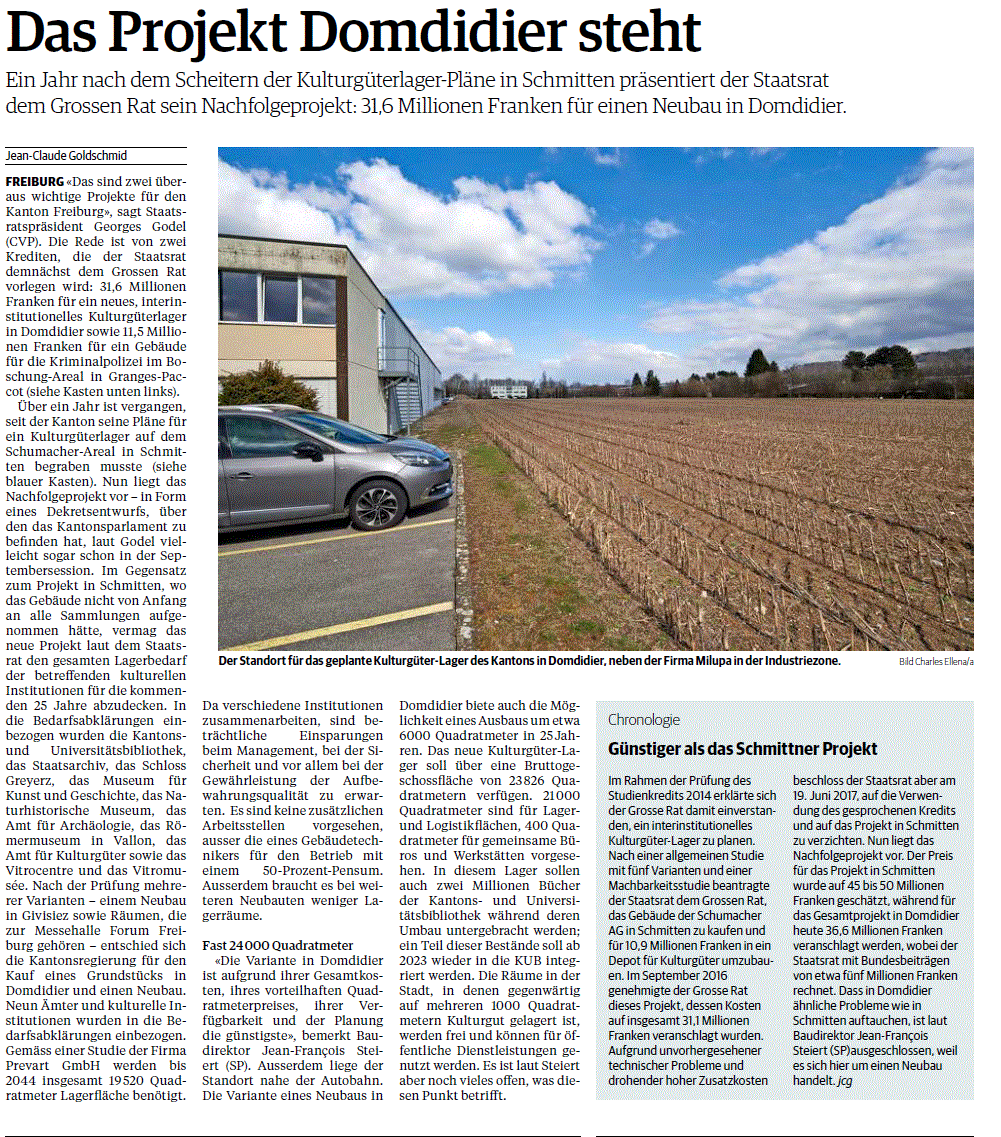 Domdidier für Kulturgüterlager vor GroRat 2