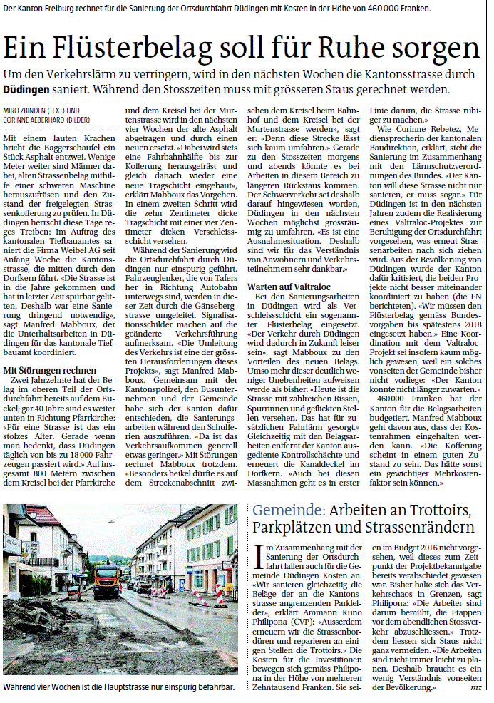 Flüsterbelag in Düdingen