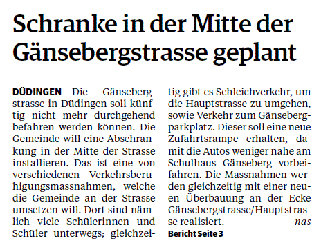 Gänsebergstrasse sperren