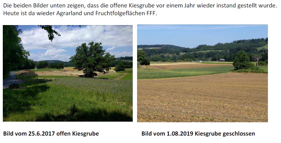 Offene und geschlossene Kiesgrube Lengi Weid in Düdingen